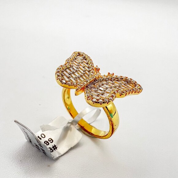 925 Sterling Sliver Moissanite Butterfly Ring, 1.31ctw VVS Stones with Baguettes - Picture 1 of 6